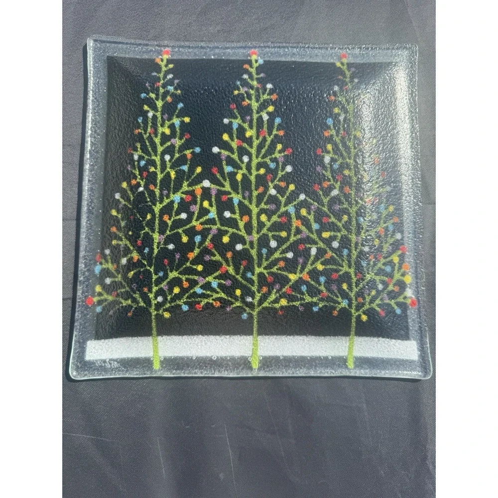 PEGGY KARR Tennenbaum Christmas Tree Holiday Plate Square 9.5